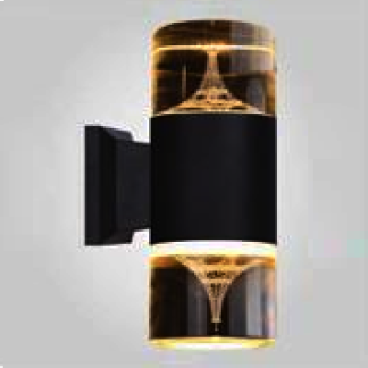 AN - NT - 1776BR/BK: Đèn gắn tường ngoài trời - KT: Ø90mm x H210mm - Đèn LED ánh sáng vàng 3500K