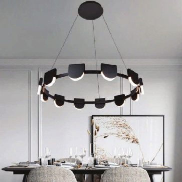 AN - TL- P17803/12A - 63W BK: Đèn thả vòng LED, thân đen - KT: Ø870mm x H1200mm - Đèn LED ánh sáng vàng 3000K