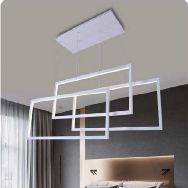 AN -TL - P18010/96W - B / WH: Đèn thả 3 vòng, thân sơn trắng - KT: L1210mm x W220mm x H1200mm - Đèn LED vàng 3000K