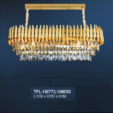 AN - TPL - 18077/L1000GD: Đèn thả ngang Phale - KT: L1000mm x W350mm x H350mm - Đèn chân E14 x 15 bóng