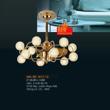 QT - 1817/12: Quạt trần đèn chao quả bi