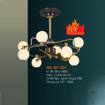 QT - 1821: Quạt trần đèn chao quả bi