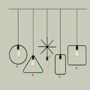 TCF19: Đèn thả đơn ( Chọ mẫu A/B/C/D/E) - KT: Ø250mm - Bóng đèn E27 x 1