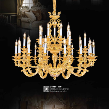 CNQT - 190: Đèn chùm nến 32 tay - KT: Ø1100mm x H1450mm - Bóng đèn nến E14 x 32 bóng