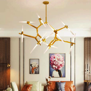 AN - ĐT - 1996/20GĐ: Đèn thả ngang thân xi vàng - KT: L2000mm x W750mm x H950mm- Đèn LED G9 x 20 bóng