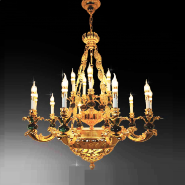 CNQT - 200: Chùm nến 15 tay  -  KT: Ø950mm x H1500mm  - Bóng đèn nến chân E14 x 15 bóng