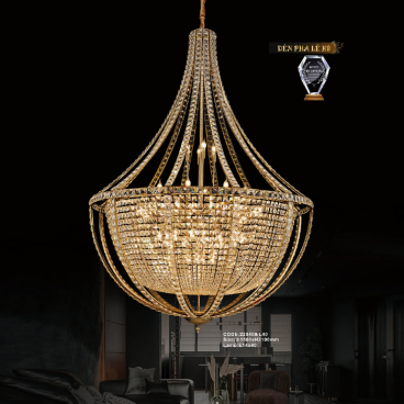 CODE: 220409/L40: Đèn thả Phale K9 - LT: Ø1500mm x H2100mm - Đèn chân E14 x 40 bóng