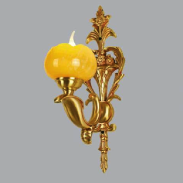 SN - VĐ 2044/1: Đèn vách đồng chao đá - KT: Ø150mm x H450mm - Đèn chân E14 x 1 bóng