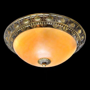 VE - MĐ - 204M: Đèn áp trần đồng chao đá - KT: Ø400mm - Bóng đèn E27 x 3 bóng