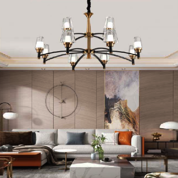 VE -T-205/12: Đèn chùm LED 12 tay - KT: Ø870mm x H400mm - Đèn LED đổi 3 màu