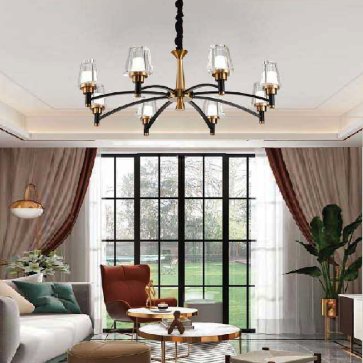 VE - T - 205/8: Đèn chùm LED 8 tay - KT: Ø800mm x H250mm - Đèn LED đổi 3 màu