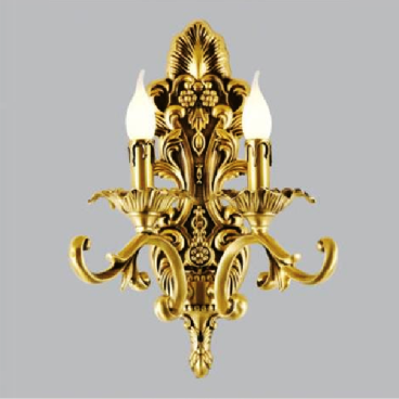 SN - VĐ  2052/2: Đèn vách đồng đôi, bóng đèn nến - KT: Ø350mm x H450mm - Đèn chân E14 x 2 bóng