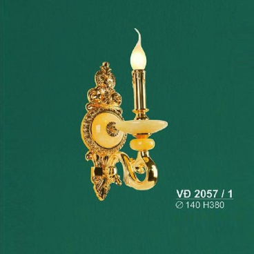 SN - VĐ 2057/1: Đèn gắn tường đồng - KT: Ø140mm x H380mm - Đèn E14 x 1 bóng
