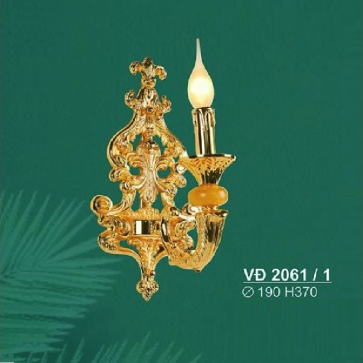 SN - VĐ 2061/1: Đèn vách đồng, bóng đèn nến - KT: Ø190mm x H370mm - Đèn chân E14 x 1 bóng