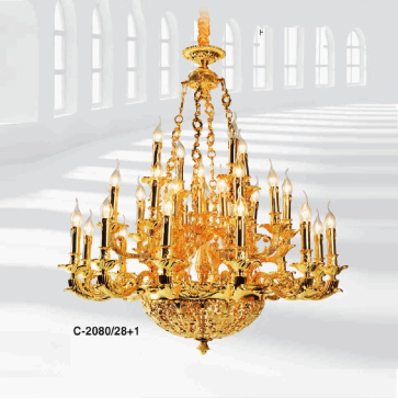 E - C - 2080/28+1: Đèn chùm nến 29 tay - KT: Ø1150mm x H1200mm - Bóng đèn nến E14 x 29 bóng