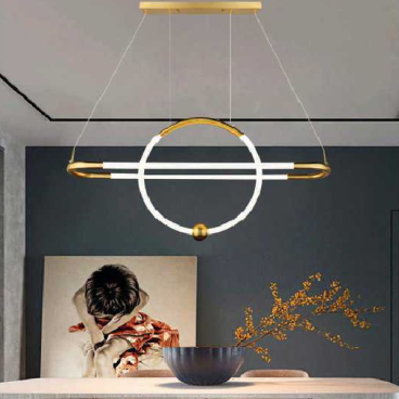 AN - TL - 2083: Đèn thả ngang thân xi vàng - KT: L850mm x W140mm x H1150mm - Đèn LED đổi 3 màu