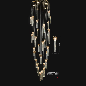 3 - THD2092T31: Đèn thả LED - KT: Ø650mm x H3000mm - Đèn LED ánh sáng vàng 3000K