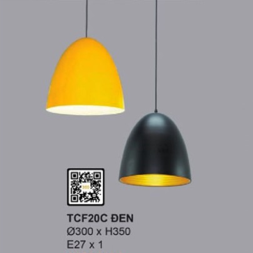 TCF20C Đen: Đèn thả đơn - KT: Ø300mm x H350mm - Đèn E27 x 1 bóng