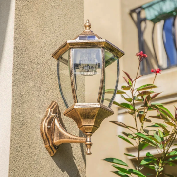 TD - 21-20: Đèn gắn tường ngoài trời NLMT - KT: Ø240mm x H460mm - Bóng đèn LED + E27 x 1