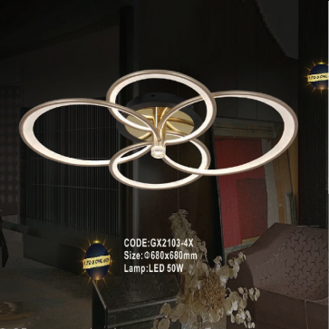 CODE: GX2103-4X: Đèn áp tar62n LED - KT: Ø680mm x W680mm - Đèn LED 50W ánh sáng đổi 3 màu