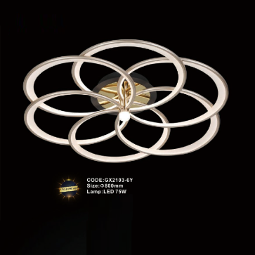 CODE: GX2103-6Y: Đèn áp trần LED - KT: Ø800mm - Đèn LED 75W ánh sáng đổi 3 màu