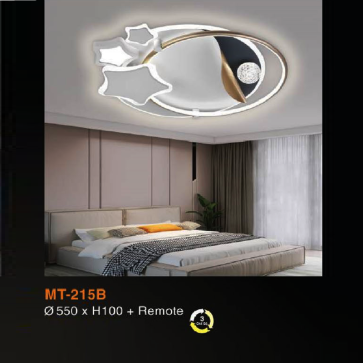 MT - 215B: Đèn áp trần LED mica - KT: Ø550mm x H100mm - Đèn LED đổi 3 màu + REmote