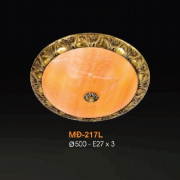 VE - MĐ - 217L: Đèn áp trần đồng chao đá - KT: Ø500mm - Bóng đèn E27 x 3 bóng