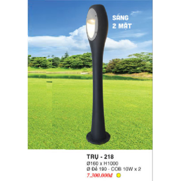 TRỤ - 218: Trụ đèn LED COB sân vườn 10W x 2 - Ánh sáng vàng