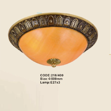 CODE: 218/400: Đèn áp trần đồng chao đá - KT: Ø500mm - Bóng đèn E27 x 3 bóng