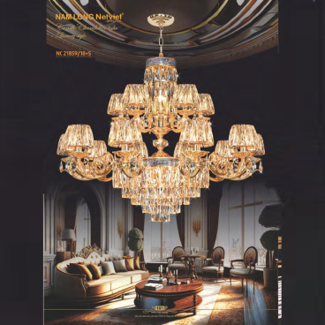 NC21859/10+5: Đèn chùm Phale 15 tay - KT: Ø1000mm x H800mm +500mm -  Bóng đèn chân E14 x 23 bóng