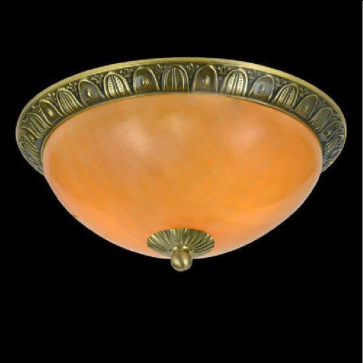 VE - MĐ - 218M: Đèn áp trần đồng chao đá - KT: Ø400mm - Bóng đèn E27 x 3 bóng