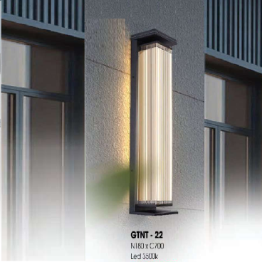 GTNT - 22: Đèn gắn tường ngoài trời - KT: W180mm x H700mm - Đèn LED  ánh sáng vàng 3500K