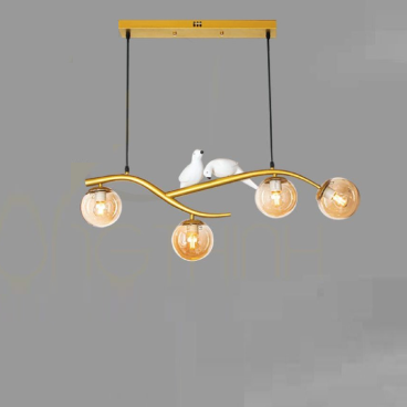 THCN - 220-21/Vàng: Đèn thả ngang 4 quả bi thủy tinh  - KT: L900mm x H1100mm - Bóng đèn E27 x 4 bóng