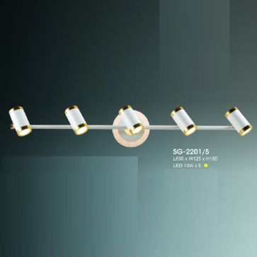 HF - SG - 2201/5: Đèn rọi gương/tranh sáng 2 đầu 5 bóng - KT: L690mm x W125mm x H160mm - Đèn LED 10W x 5 ánh sáng vàng