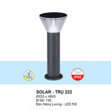 SOLAR - TRỤ 222:  Đèn trụ năng lượng