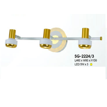 HF - SG - 2224/3: Đèn rọi gương/tranh 3 bóng - KT: L400mm x W80mm x H150mm - Đèn LED 5W x 3 ánh sáng vàng