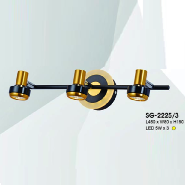 HF - SG - 2225/3: Đèn rọi gương/tranh 3 bóng - KT: L460mm x W80mm x H150mm - Đèn LED 5W x 3 ánh sáng vàng