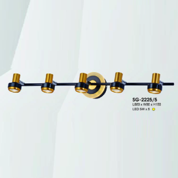 HF - SG - 2225/5: Đèn rọi gương/tranh 5 bóng - KT: L680mm x W80mm x H150mm - Đèn LED 5W x 5 ánh sáng vàng