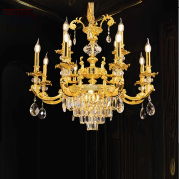 CNQT - 223: Đèn chùm nến 12 tay - KT: Ø830mm x H1000mm - Bóng đèn nến chân E14 x 15 bóng