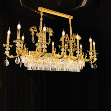 CNQT - 225: Đèn chùm nến  ngang 17 bóng - KT: Ø1000mm x H1100mm - Bóng đèn nến chân E14 x 15 bóng