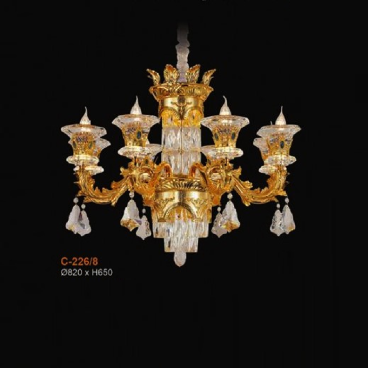 EU - C - 226/8: Đèn chùm Phale nến 8 tay - KT: Ø820mm x H650mm - Bóng đèn E14 x 8 bóng