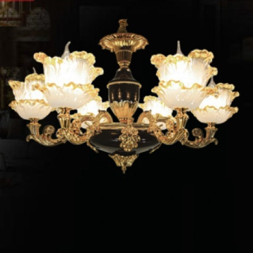 CNQT - 229: Đèn chùm 6 tay chao thủy tinh - KT: Ø650mm x H900mm - Bóng đèn chân E14 x 6 bóng