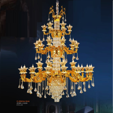 E - C - 229/24+10+6: Đèn chùm Phale nến 40 tay - KT: Ø1600mm x H2300mm - Bóng đèn E14 x 40 bóng