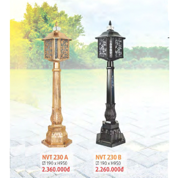 NVT 230A: Đèn trụ sân vườn hợp kim Sơn màu nhũ vàng
