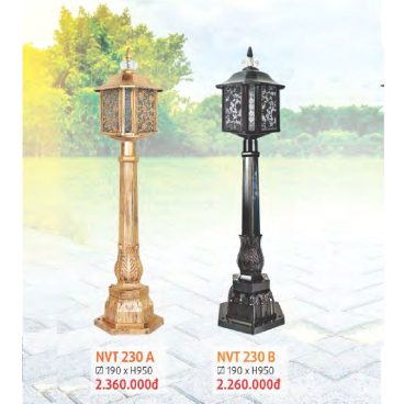 NVT 230A: Đèn trụ sân vườn hợp kim Sơn màu nhũ vàng