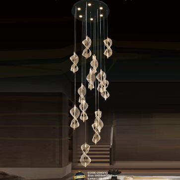 CODE: 2303/13: Đèn thả 13 thanh LED - KT: Ø600mm x H3000mm - Đèn LED 70W đổi 3 màu