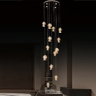 CODE: 2308/13: Đèn thả 13 chao  LED - KT: Ø500mm x H3000mm - Đèn LED 90W ánh sáng vàng 3000K