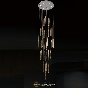 CODE: 2310/28: Đèn thả 28 thanh Phale đèn LED - KT: Ø600mm x H3000mm - Đèn LED 102W đổi 3 màu