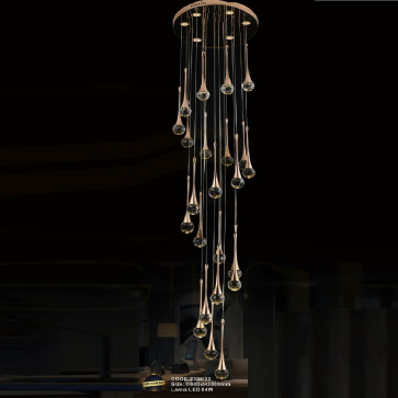 CODE: 2336/22: Đèn thả 22 chao giọt nước Phale đèn LED - KT: Ø600mm x H3000mm - Đèn LED 84W đổi 3 màu