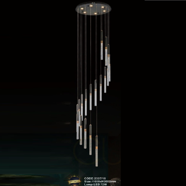 CODE: 2337/18: Đèn thả 18 Thanh Phale LED - KT: Ø600mm x H3000mm - Đèn LED 72W ánh sáng đổi 3 màu
